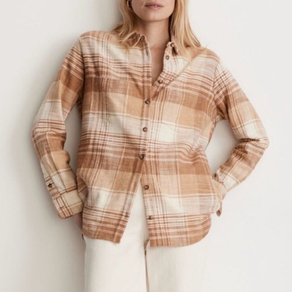 Madewell Shirt Shacket Womens Medium Slub Flannel Sunday Plaid Pockets Cotton